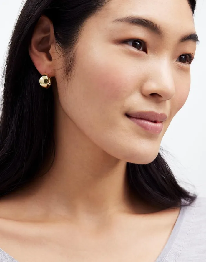 Women Jewelry Madewell Dome Statement Hoop Earrings Pale Gold