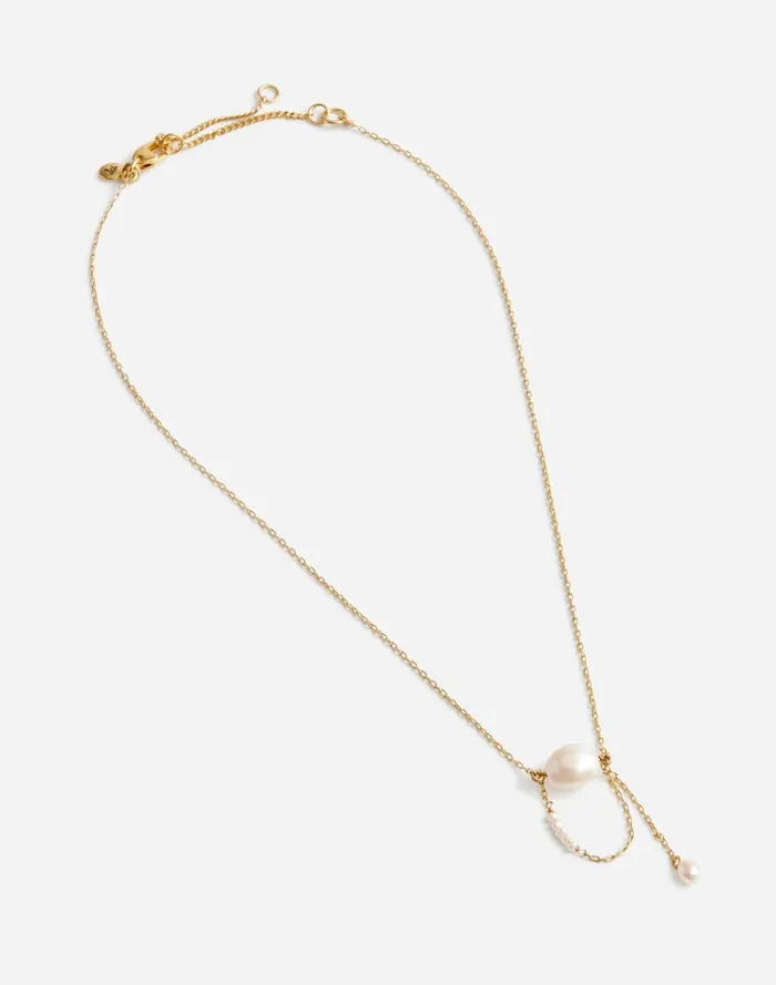 Women Jewelry Madewell Freshwater Pearl Drop Necklace Vintage Gold
