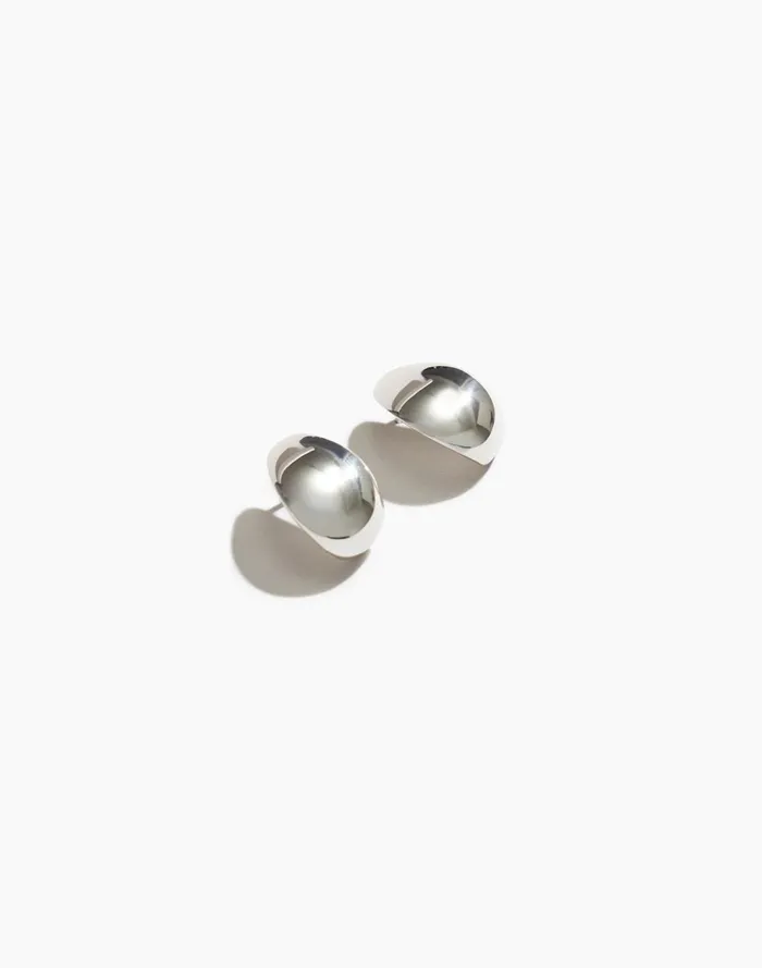 Women Jewelry Madewell Maslo Jewelry Sterling Silver Huggie Earrings Silver