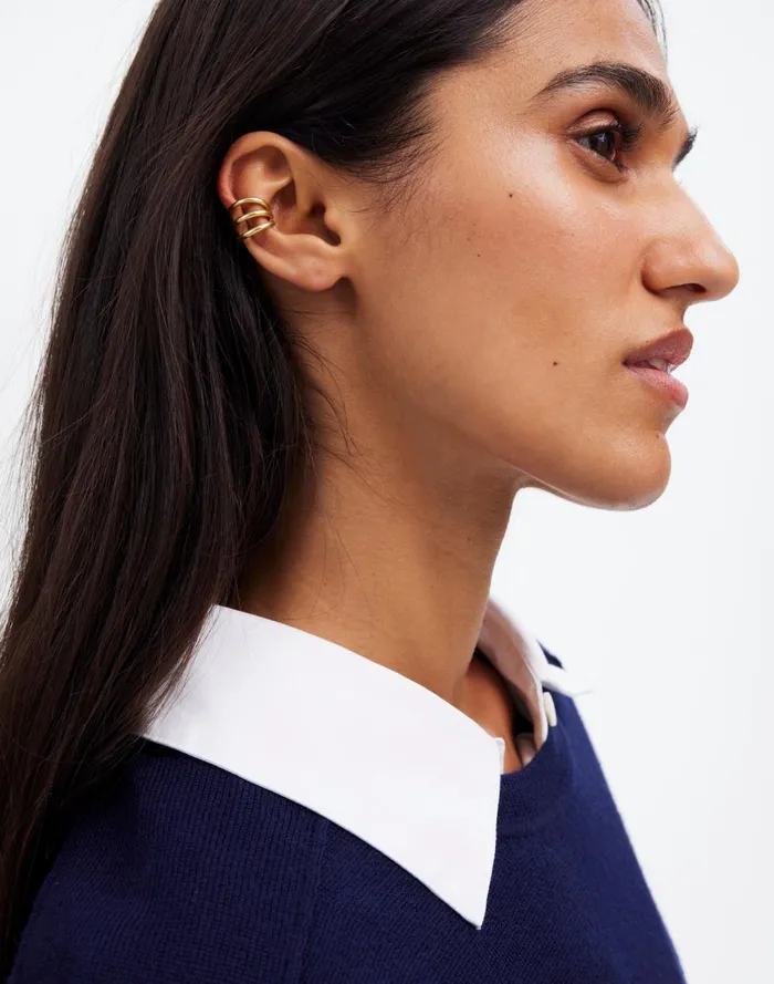 Women Jewelry Madewell Triple Ring Ear Cuff Vintage Gold