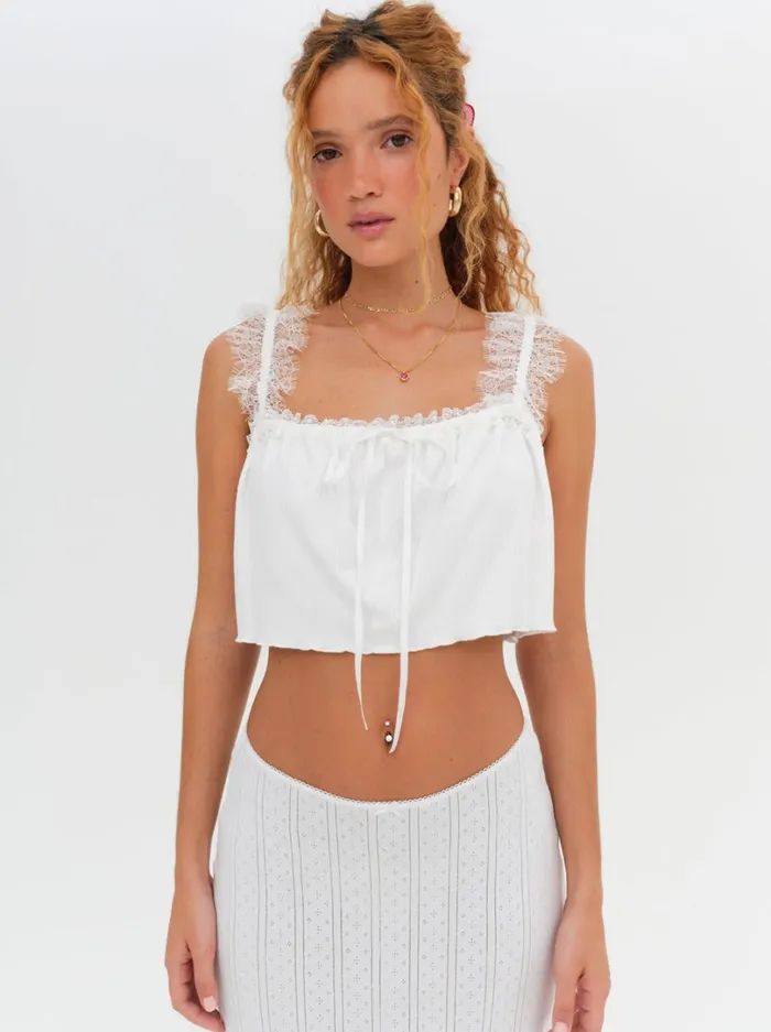 Women Joan Crop Top White For Love and Lemons Tops Women Joan Crop Top White For Love and Lemons Tops