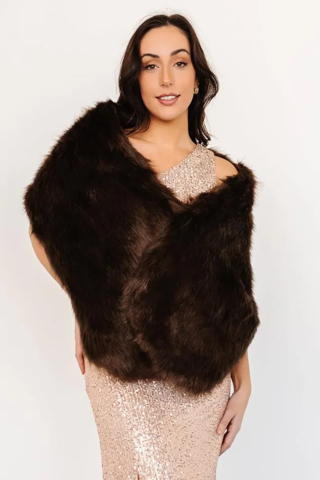 Women Jovie Faux Fur Shawl Chocolate Baltic Born Outerwear