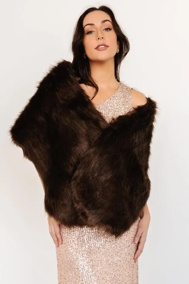 Women Jovie Faux Fur Shawl Chocolate Baltic Born Outerwear Women Jovie Faux Fur Shawl Chocolate Baltic Born Outerwear