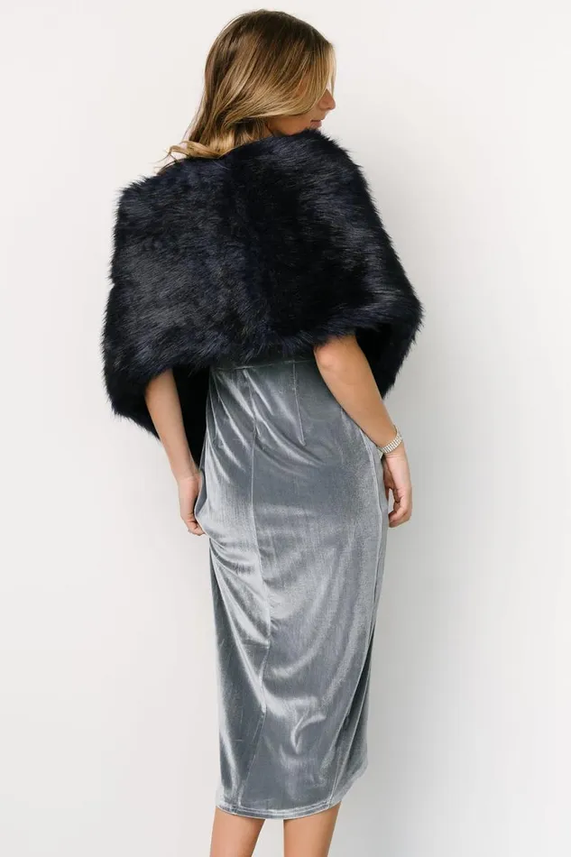 Women Jovie Faux Fur Shawl Navy Baltic Born Outerwear Women Jovie Faux Fur Shawl Navy Baltic Born Outerwear