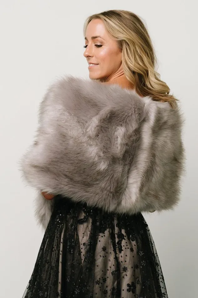 Women Jovie Faux Fur Shawl Silver Gray Baltic Born Outerwear