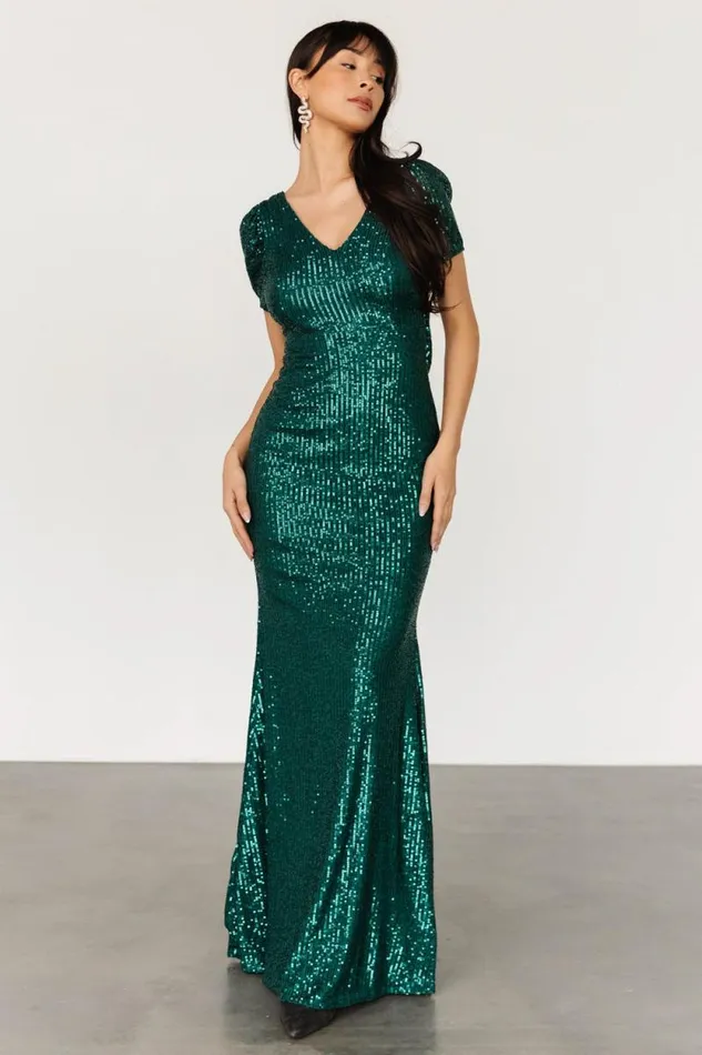 Women Jubilee Sequin Gown Emerald Baltic Born Embellished and Sequined