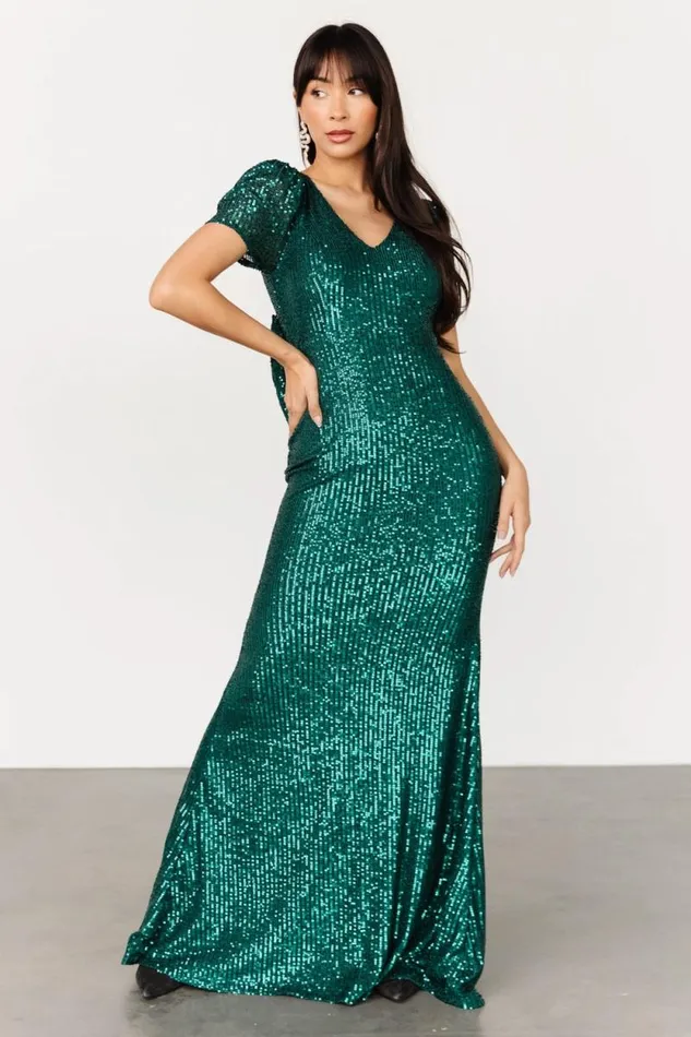 Women Jubilee Sequin Gown Emerald Baltic Born Embellished and Sequined Women Jubilee Sequin Gown Emerald Baltic Born Embellished and Sequined