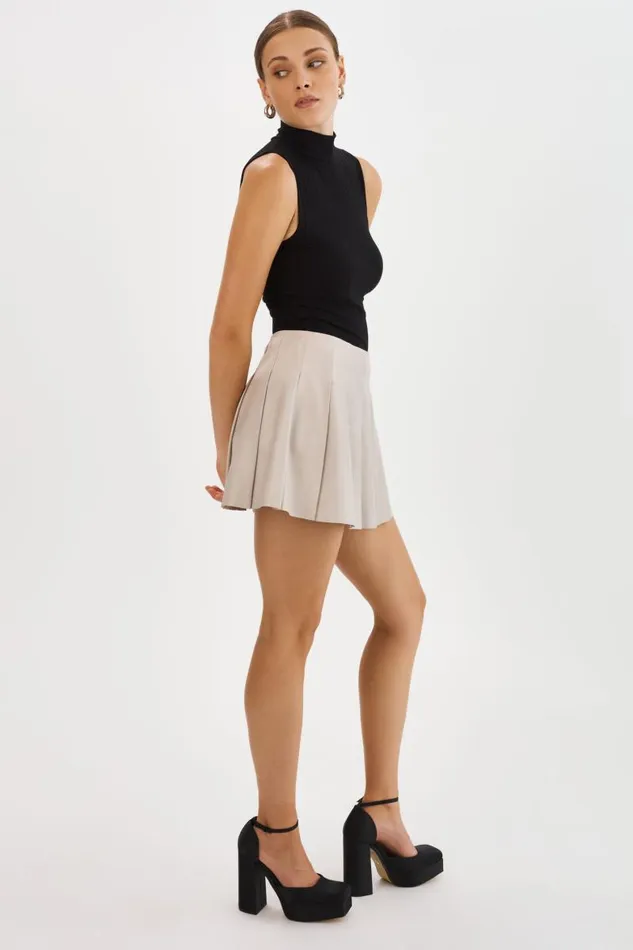 Women JULIANA Pleated Skirt Oat LAMARQUE Skirts Women JULIANA Pleated Skirt Oat LAMARQUE Skirts