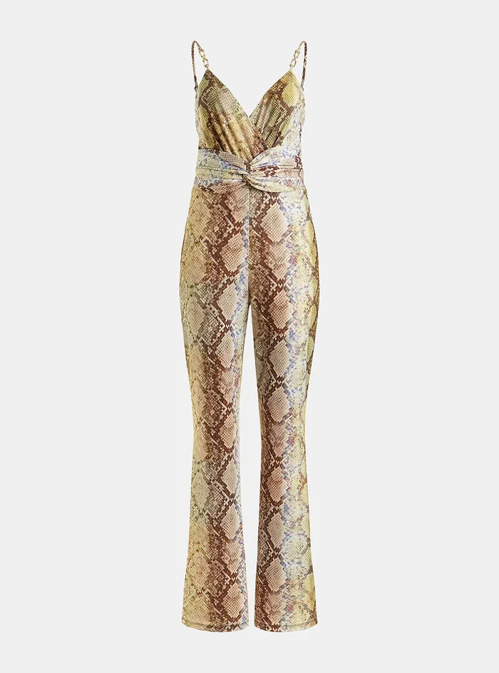 Women Jumpsuits and Rompers GUESS Eco Glam Snake Print Carina Twist Jumpsuit Women Jumpsuits and Rompers GUESS Eco Glam Snake Print Carina Twist Jumpsuit