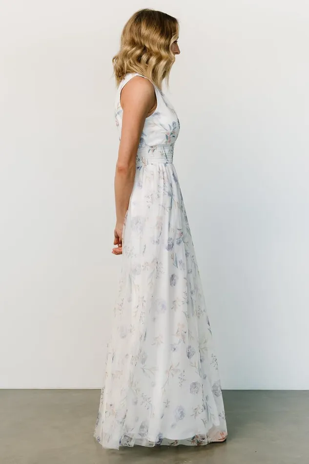 Women Kamila Tulle Maxi Dress White Floral Baltic Born Bump Friendly