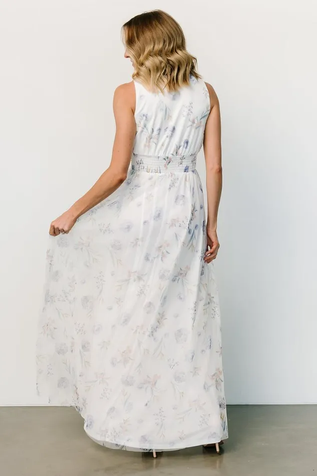 Women Kamila Tulle Maxi Dress White Floral Baltic Born Bump Friendly