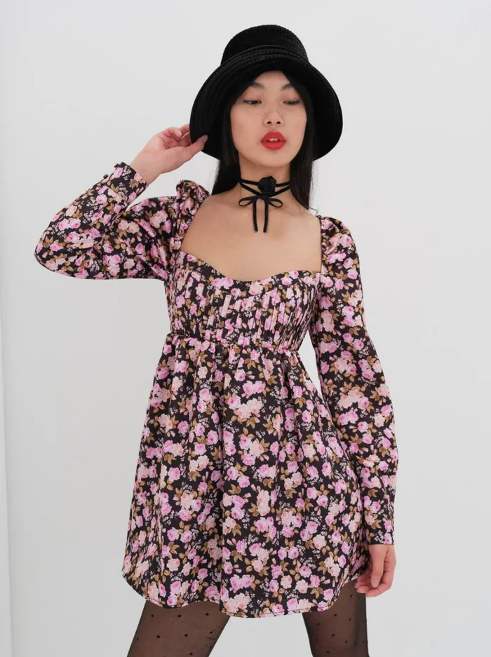 Women Kate Long Sleeve Mini Dress Black For Love and Lemons Dresses