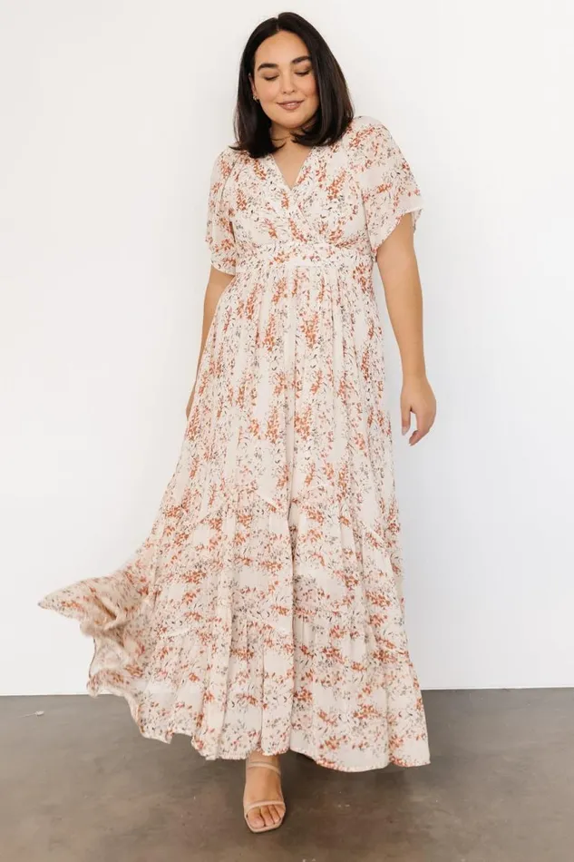 Women Katherine Maxi Dress Cream Rust Floral Baltic Born Bump Friendly Women Katherine Maxi Dress Cream Rust Floral Baltic Born Bump Friendly