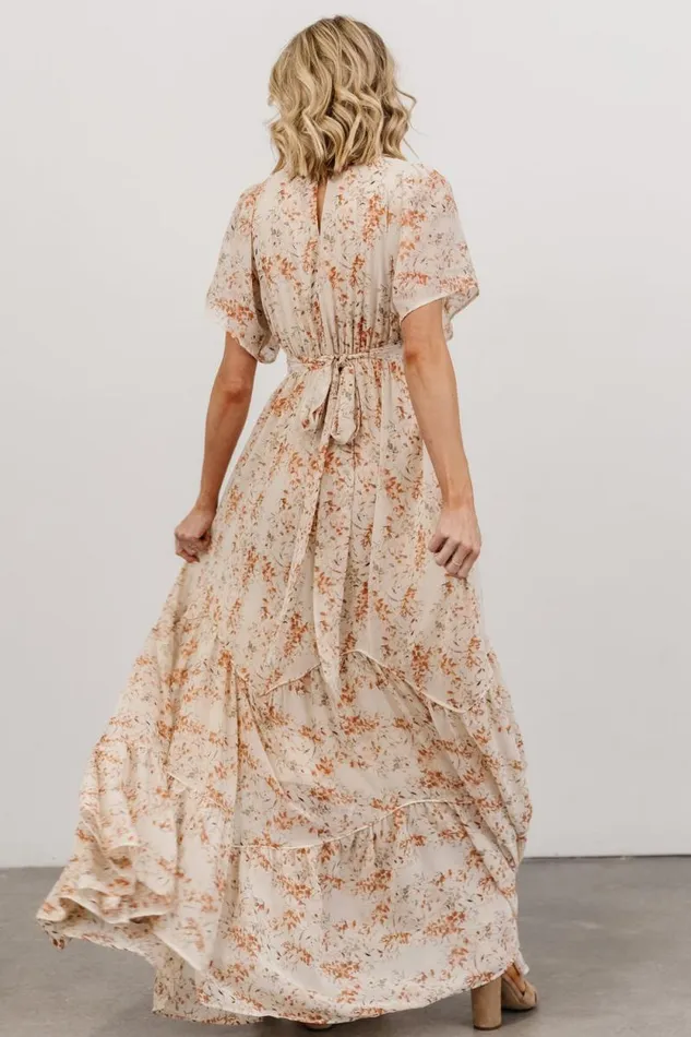 Women Katherine Maxi Dress Cream Rust Floral Baltic Born Bump Friendly Women Katherine Maxi Dress Cream Rust Floral Baltic Born Bump Friendly