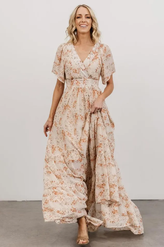 Women Katherine Maxi Dress Cream Rust Floral Baltic Born Bump Friendly Women Katherine Maxi Dress Cream Rust Floral Baltic Born Bump Friendly