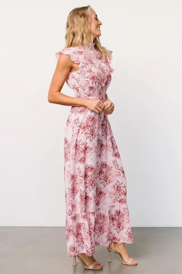 Women Kearny Ruffle Maxi Dress Pink Floral Baltic Born Maxi Dresses Women Kearny Ruffle Maxi Dress Pink Floral Baltic Born Maxi Dresses