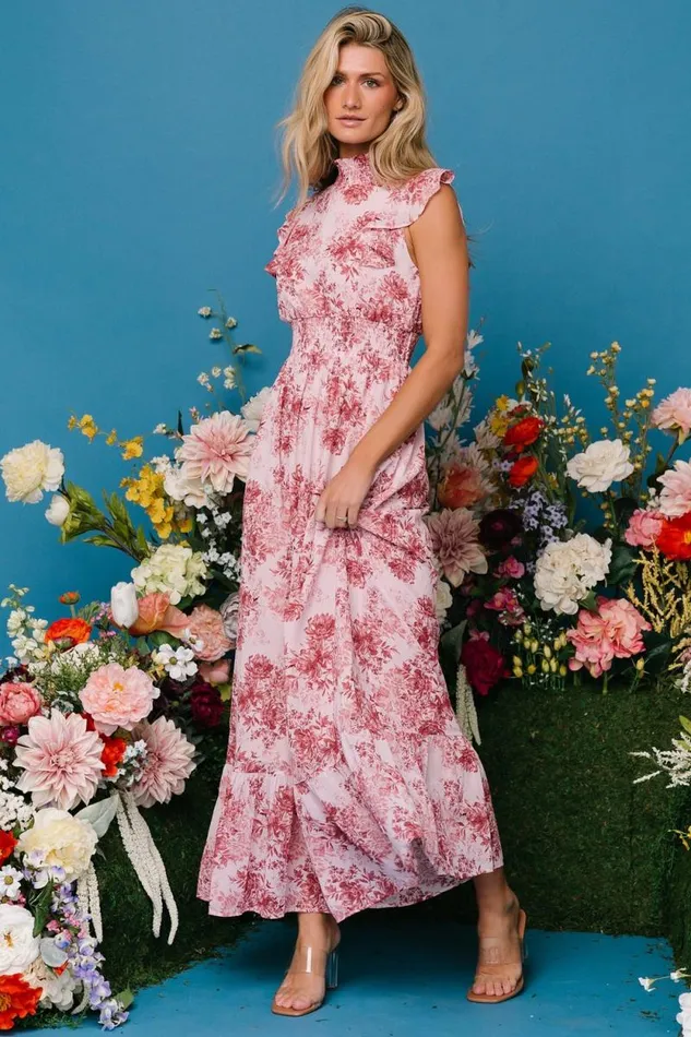 Women Kearny Ruffle Maxi Dress Pink Floral Baltic Born Maxi Dresses Women Kearny Ruffle Maxi Dress Pink Floral Baltic Born Maxi Dresses