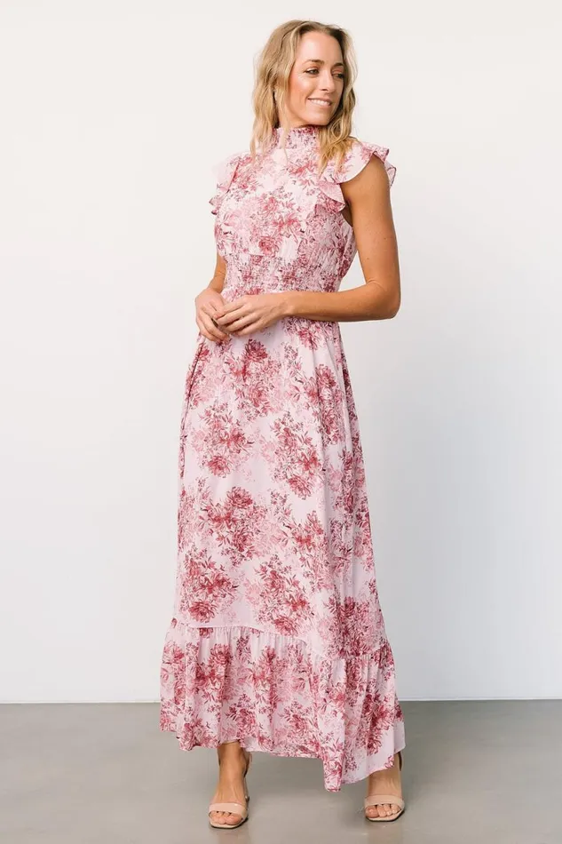 Women Kearny Ruffle Maxi Dress Pink Floral Baltic Born Maxi Dresses Women Kearny Ruffle Maxi Dress Pink Floral Baltic Born Maxi Dresses