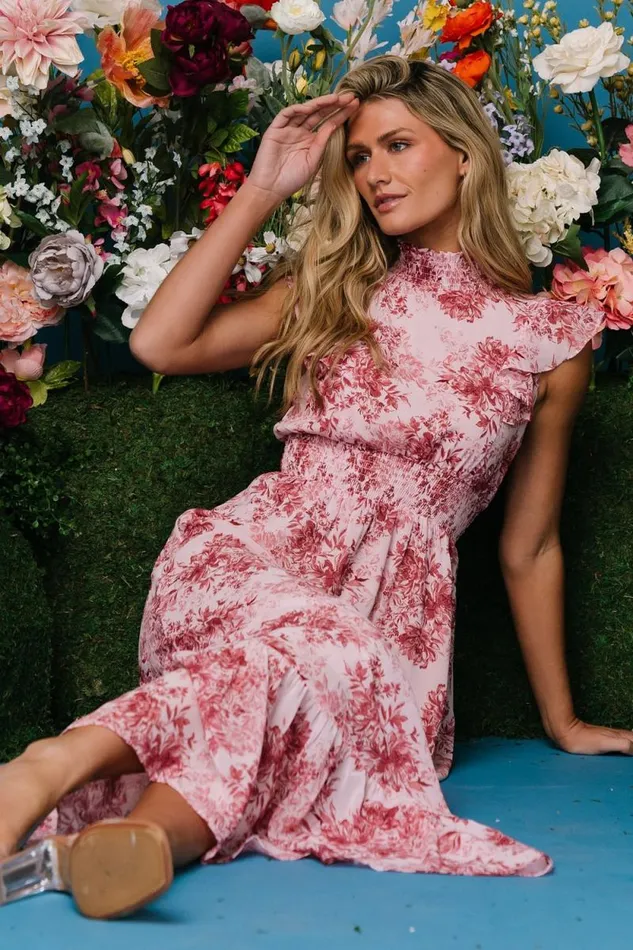Women Kearny Ruffle Maxi Dress Pink Floral Baltic Born Maxi Dresses Women Kearny Ruffle Maxi Dress Pink Floral Baltic Born Maxi Dresses