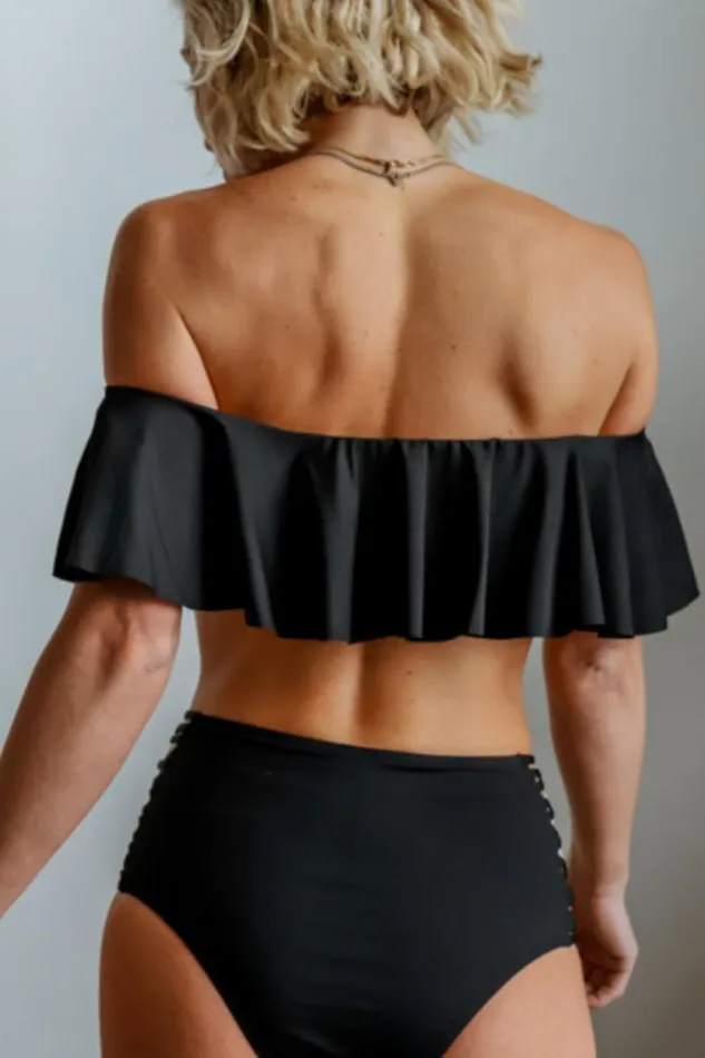 Women Keke Off Shoulder Bikini Top Black Baltic Born Bikini