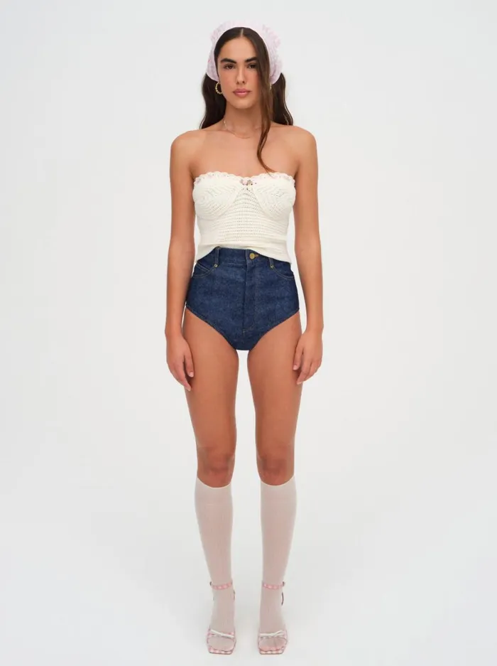 Women Kelsey Crochet Top Beige For Love and Lemons Tops Women Kelsey Crochet Top Beige For Love and Lemons Tops