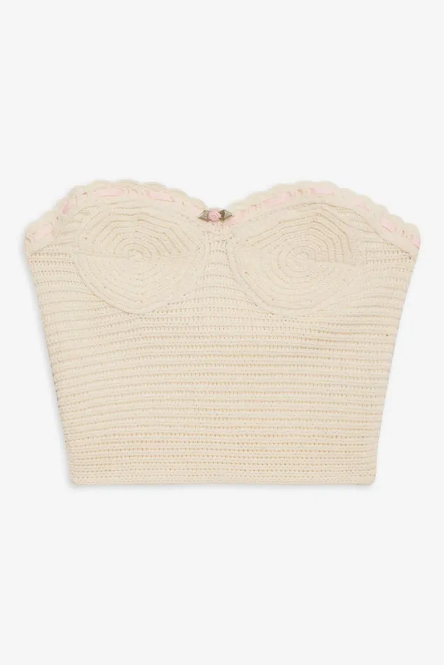 Women Kelsey Crochet Top Beige For Love and Lemons Tops Women Kelsey Crochet Top Beige For Love and Lemons Tops