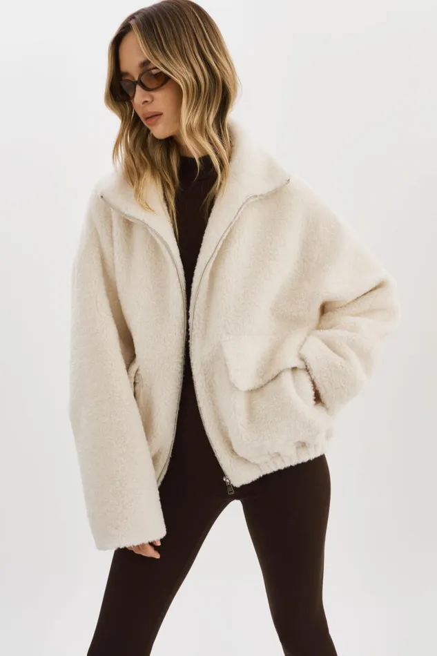 Women KIM Sherpa Jacket Off White LAMARQUE Sherpa