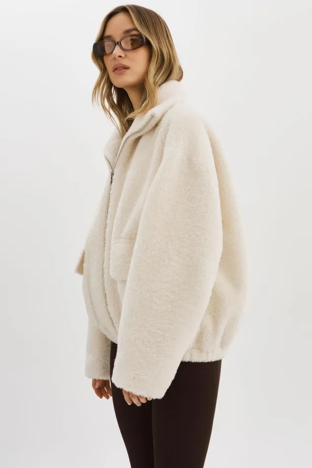 Women KIM Sherpa Jacket Off White LAMARQUE Sherpa Women KIM Sherpa Jacket Off White LAMARQUE Sherpa