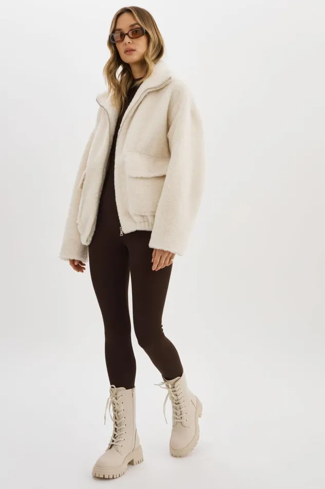Women KIM Sherpa Jacket Off White LAMARQUE Sherpa Women KIM Sherpa Jacket Off White LAMARQUE Sherpa