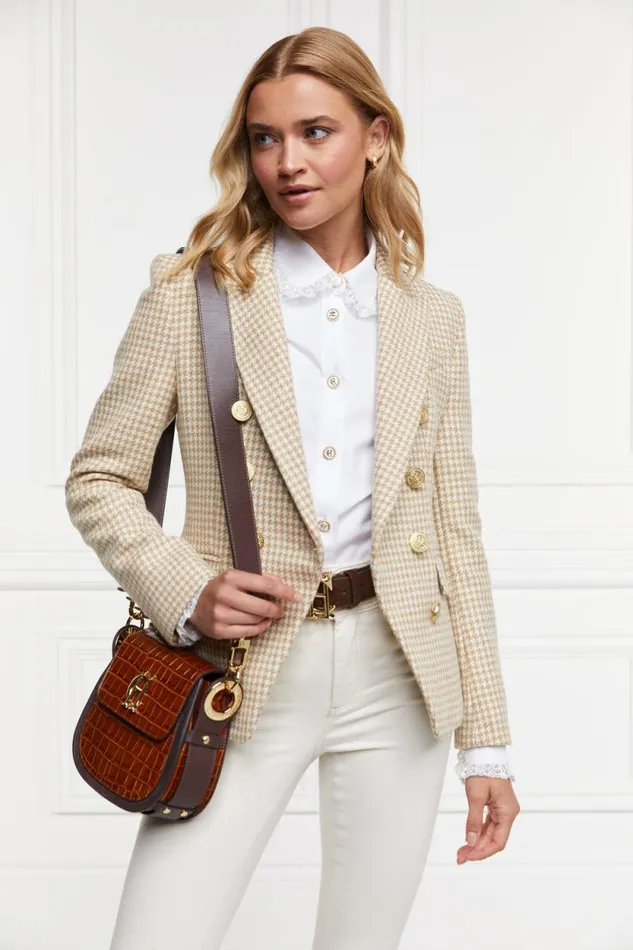 Women Knightsbridge Blazer Camel Puppy Tooth Holland Cooper Tailoring