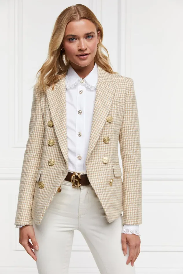 Women Knightsbridge Blazer Camel Puppy Tooth Holland Cooper Tailoring