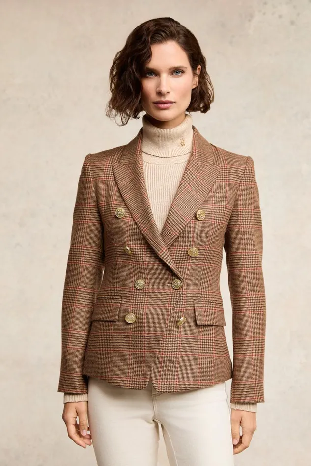 Women Knightsbridge Blazer Clarence Check Merlot Holland Cooper Tailoring