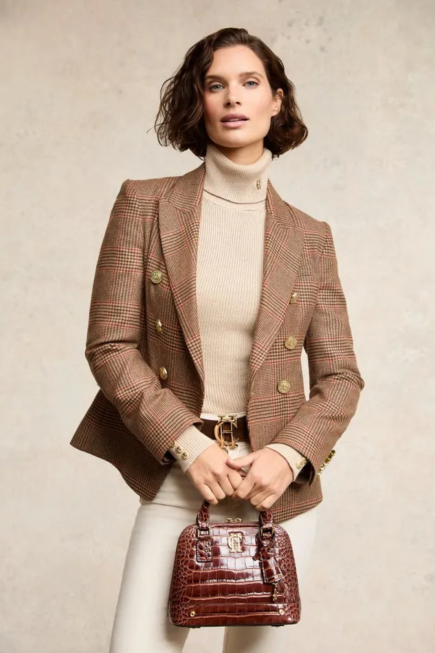 Women Knightsbridge Blazer Clarence Check Merlot Holland Cooper Tailoring
