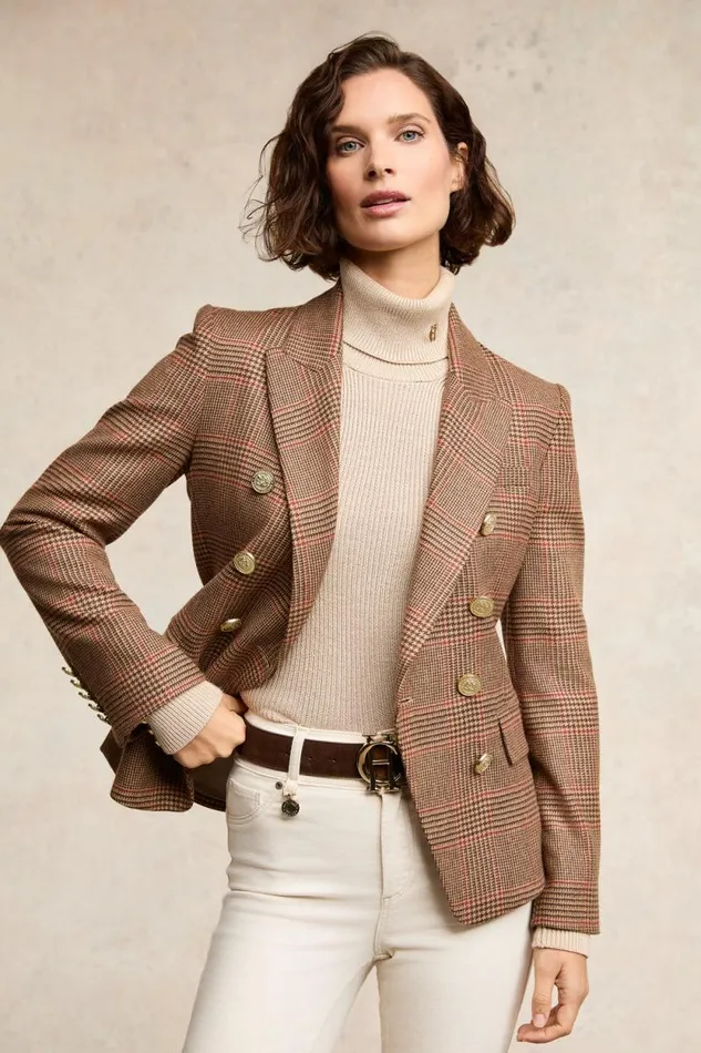 Women Knightsbridge Blazer Clarence Check Merlot Holland Cooper Tailoring
