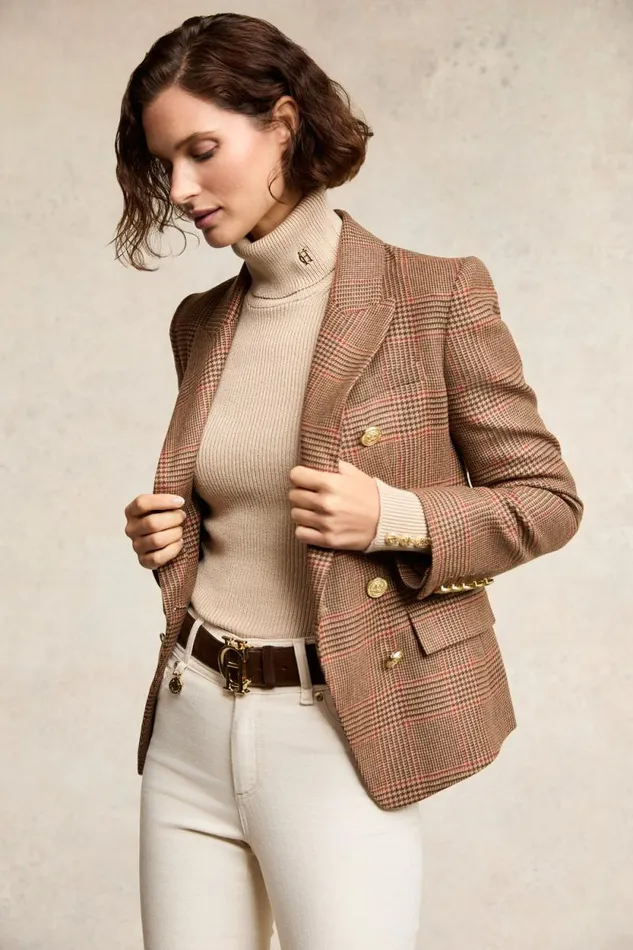 Women Knightsbridge Blazer Clarence Check Merlot Holland Cooper Tailoring