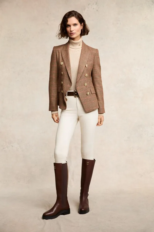 Women Knightsbridge Blazer Clarence Check Merlot Holland Cooper Tailoring