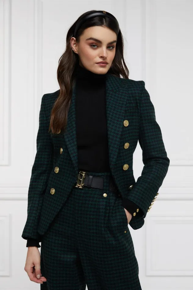 Women Knightsbridge Blazer Emerald Houndstooth Holland Cooper Tailoring Women Knightsbridge Blazer Emerald Houndstooth Holland Cooper Tailoring