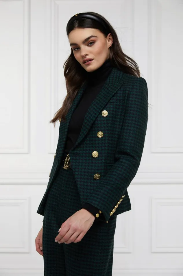 Women Knightsbridge Blazer Emerald Houndstooth Holland Cooper Tailoring Women Knightsbridge Blazer Emerald Houndstooth Holland Cooper Tailoring