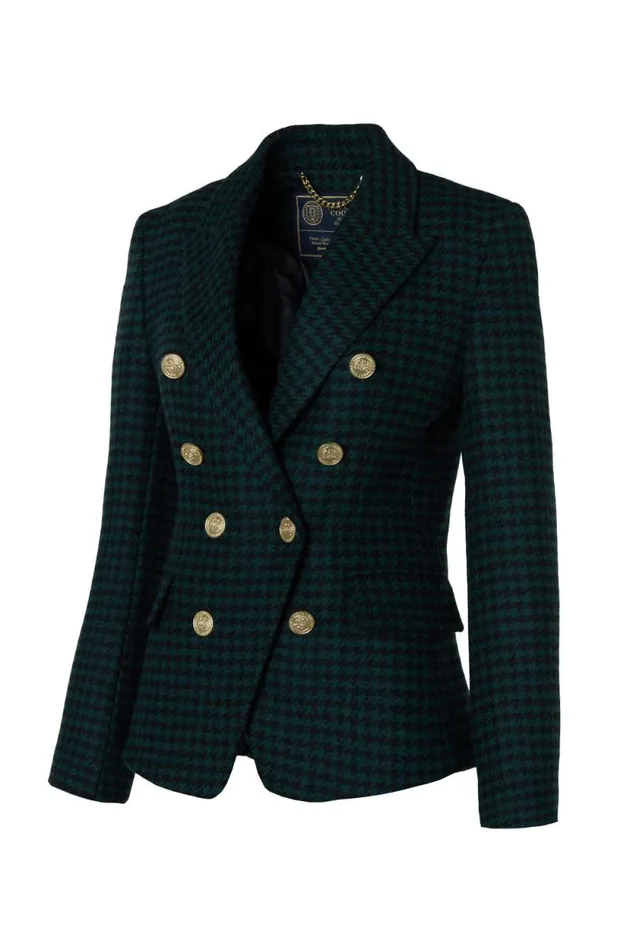 Women Knightsbridge Blazer Emerald Houndstooth Holland Cooper Tailoring Women Knightsbridge Blazer Emerald Houndstooth Holland Cooper Tailoring