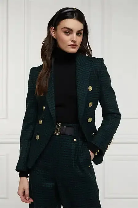 Women Knightsbridge Blazer Emerald Houndstooth Holland Cooper Tailoring Women Knightsbridge Blazer Emerald Houndstooth Holland Cooper Tailoring