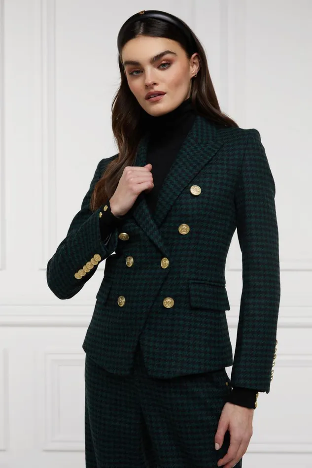 Women Knightsbridge Blazer Emerald Houndstooth Holland Cooper Tailoring Women Knightsbridge Blazer Emerald Houndstooth Holland Cooper Tailoring