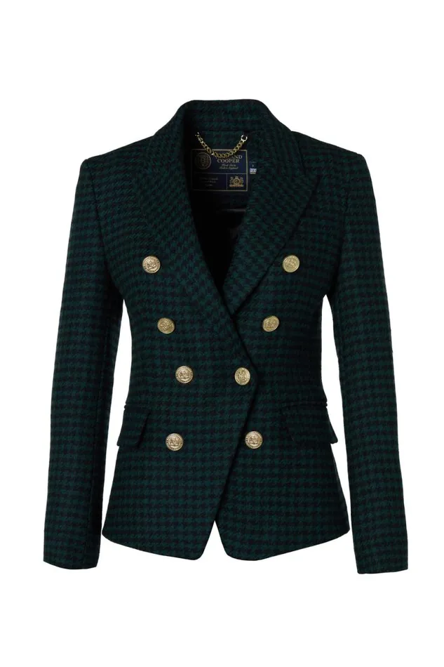 Women Knightsbridge Blazer Emerald Houndstooth Holland Cooper Tailoring Women Knightsbridge Blazer Emerald Houndstooth Holland Cooper Tailoring