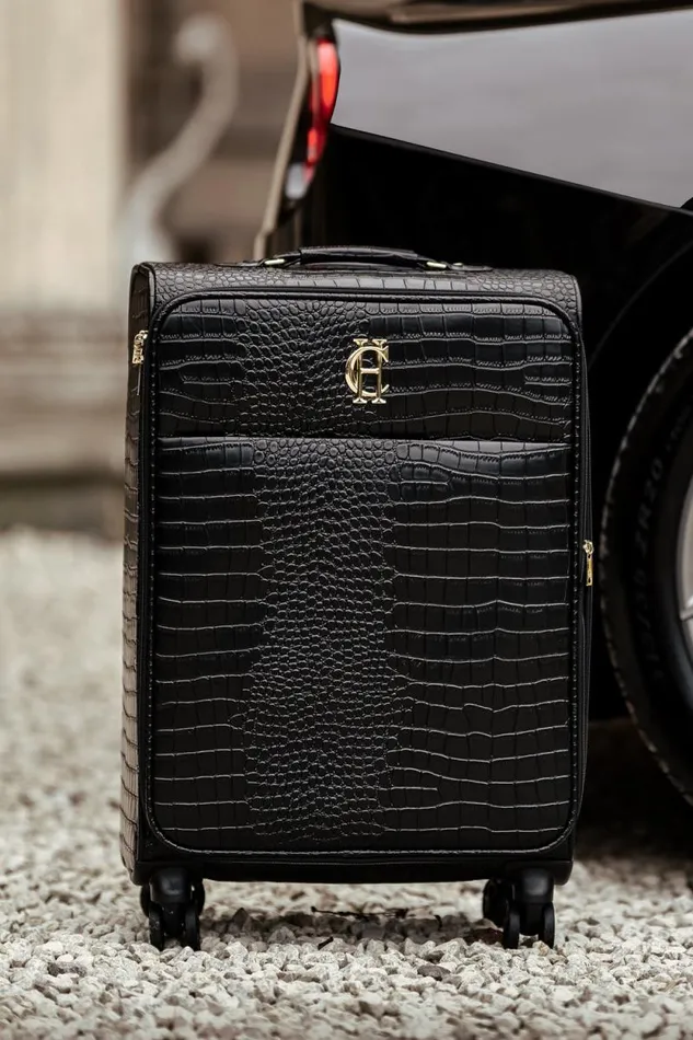 Women Knightsbridge Large Suitcase Black Croc Holland Cooper Bags