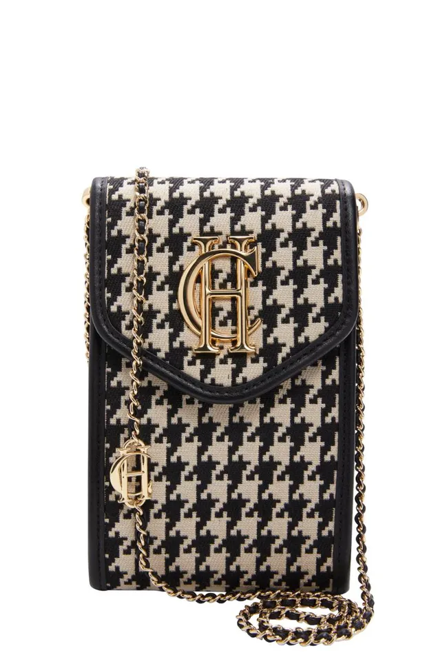 Women Knightsbridge Phone Pouch Ecru Houndstooth Holland Cooper Bags