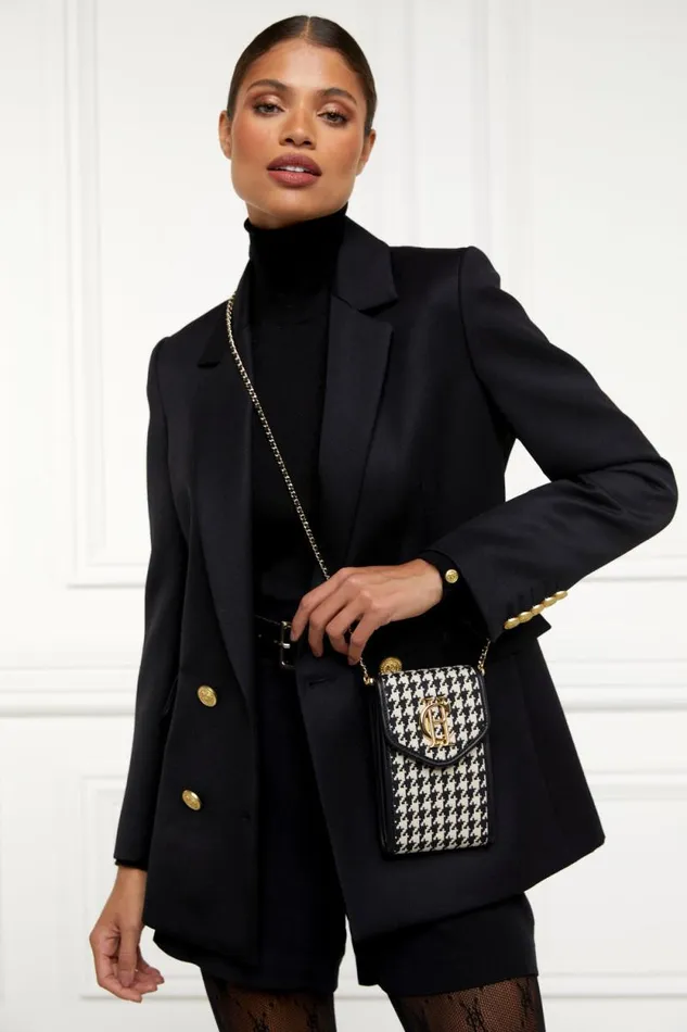 Women Knightsbridge Phone Pouch Ecru Houndstooth Holland Cooper Bags Women Knightsbridge Phone Pouch Ecru Houndstooth Holland Cooper Bags