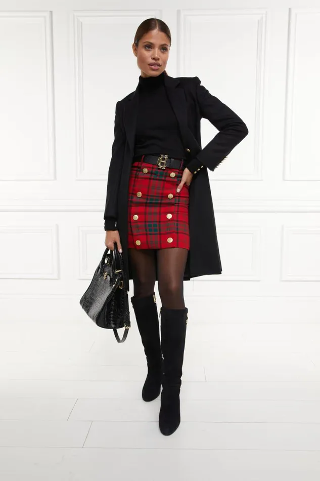 Women Knightsbridge Skirt Red Tartan Holland Cooper Tailoring