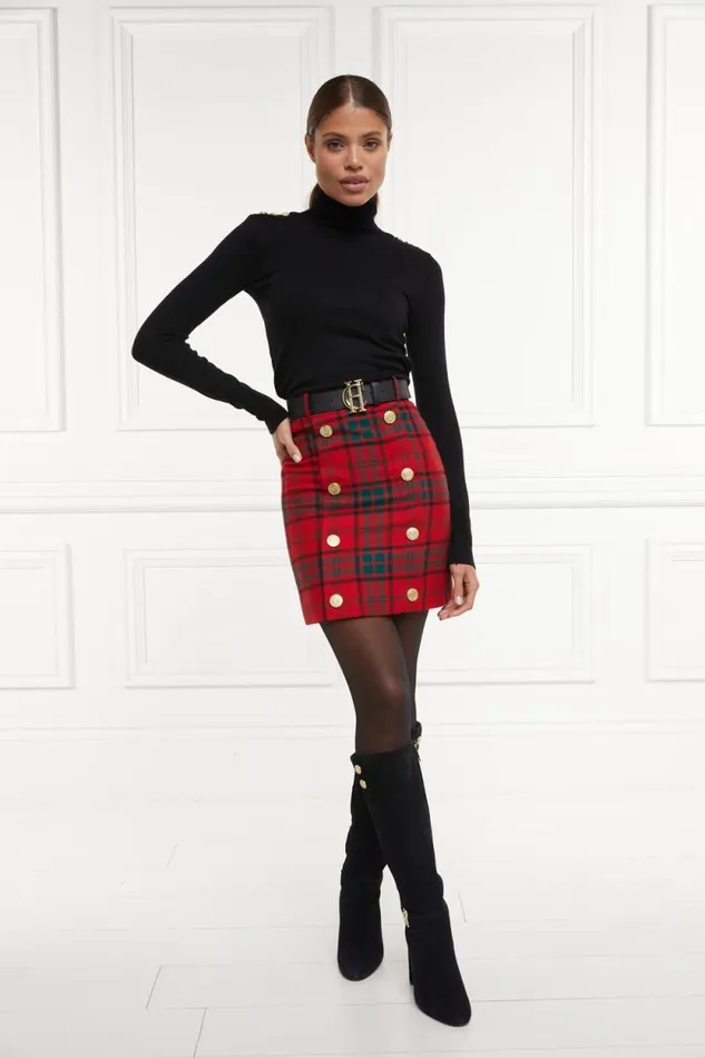 Women Knightsbridge Skirt Red Tartan Holland Cooper Tailoring