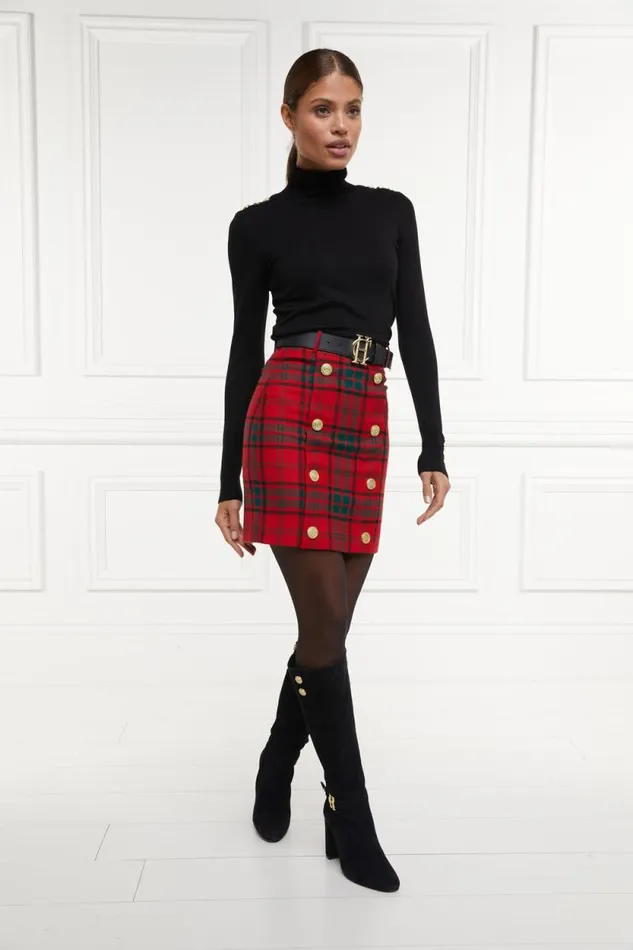 Women Knightsbridge Skirt Red Tartan Holland Cooper Tailoring