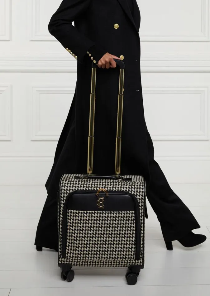 Women Knightsbridge Small Suitcase Ecru Houndstooth Holland Cooper Bags