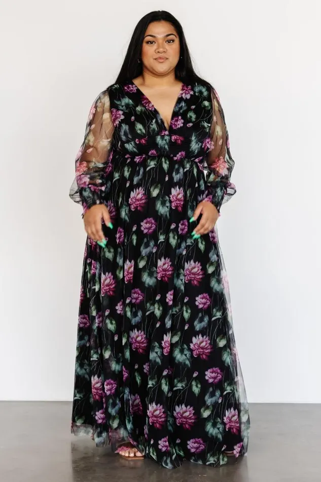 Women Layla Tulle Maxi Dress Black Multi Baltic Born Tulle Styles